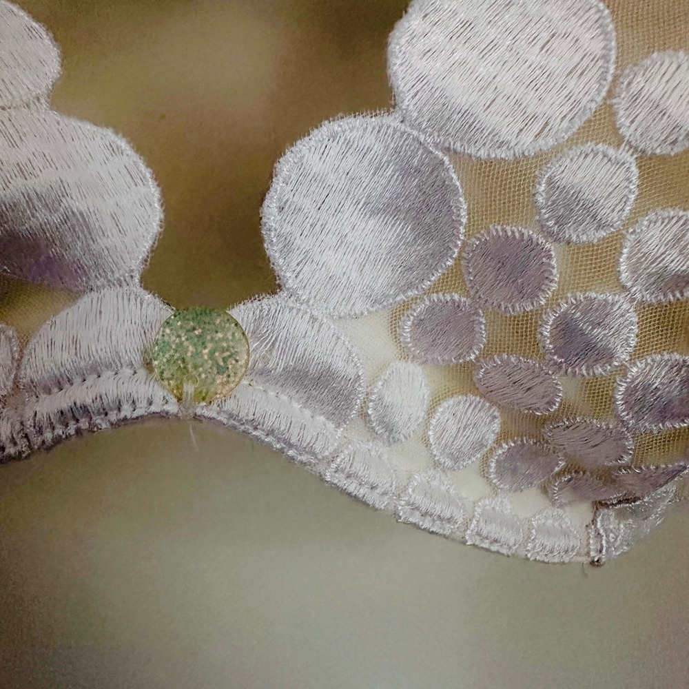 Intimissimi White Embroidered Polka Dot Push Up Bra Underwire Scalloped 34B - Picture 8 of 13